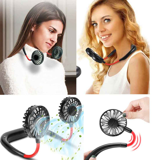 Portable Hanging Neck Sports Fan - Mini USB Portable Neckband With Rechargeable Battery Small Air Cooler Conditioner