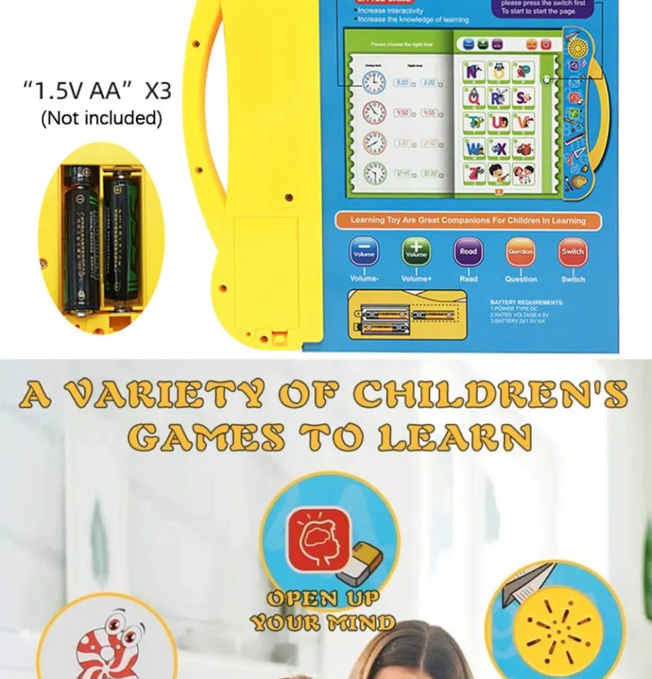 Children's Learning Machine Electronic Talking Book Voice Learning Book Plus Smart Pen Dual Language Early Education Point Reading Machine Pen For 3-6 Years Old | Cute Baby