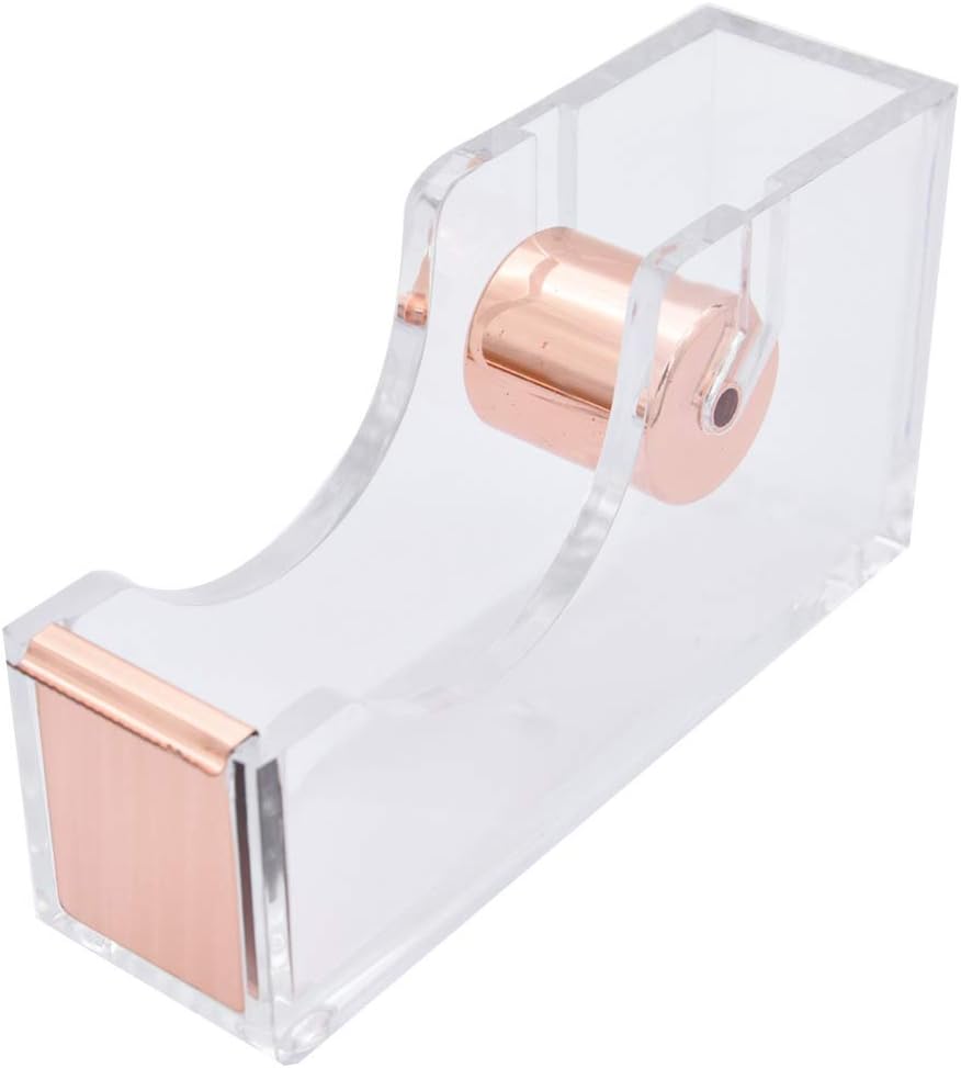 Deluxe Acrylic Design Office Desktop Tape Dispenser Clear Rose Gold
