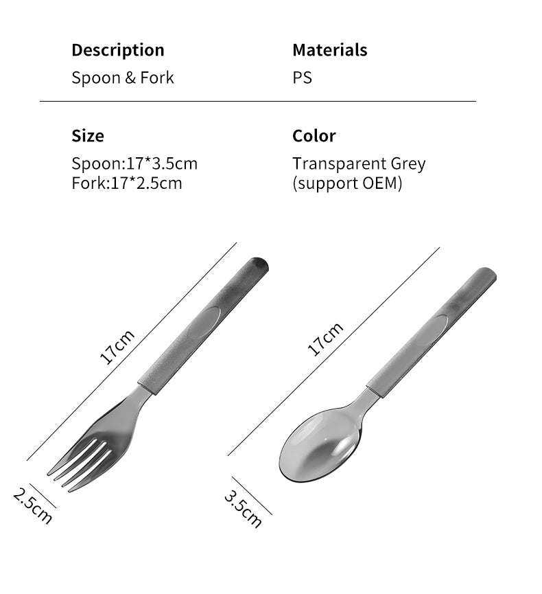 high quality translucent black food grade plastic spoon,extra thick knife and fork,party picnic tableware 10pcs