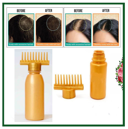 Hair Oil Comb Applicator bottle with Extra Sealing Cape (150 ML)