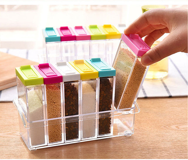 6 Piece Spice Jar Colorful Seasoning Box